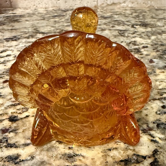 Mosser Glass Amber Vintage Turkey Toothpick Holder. - Picture 3 of 5